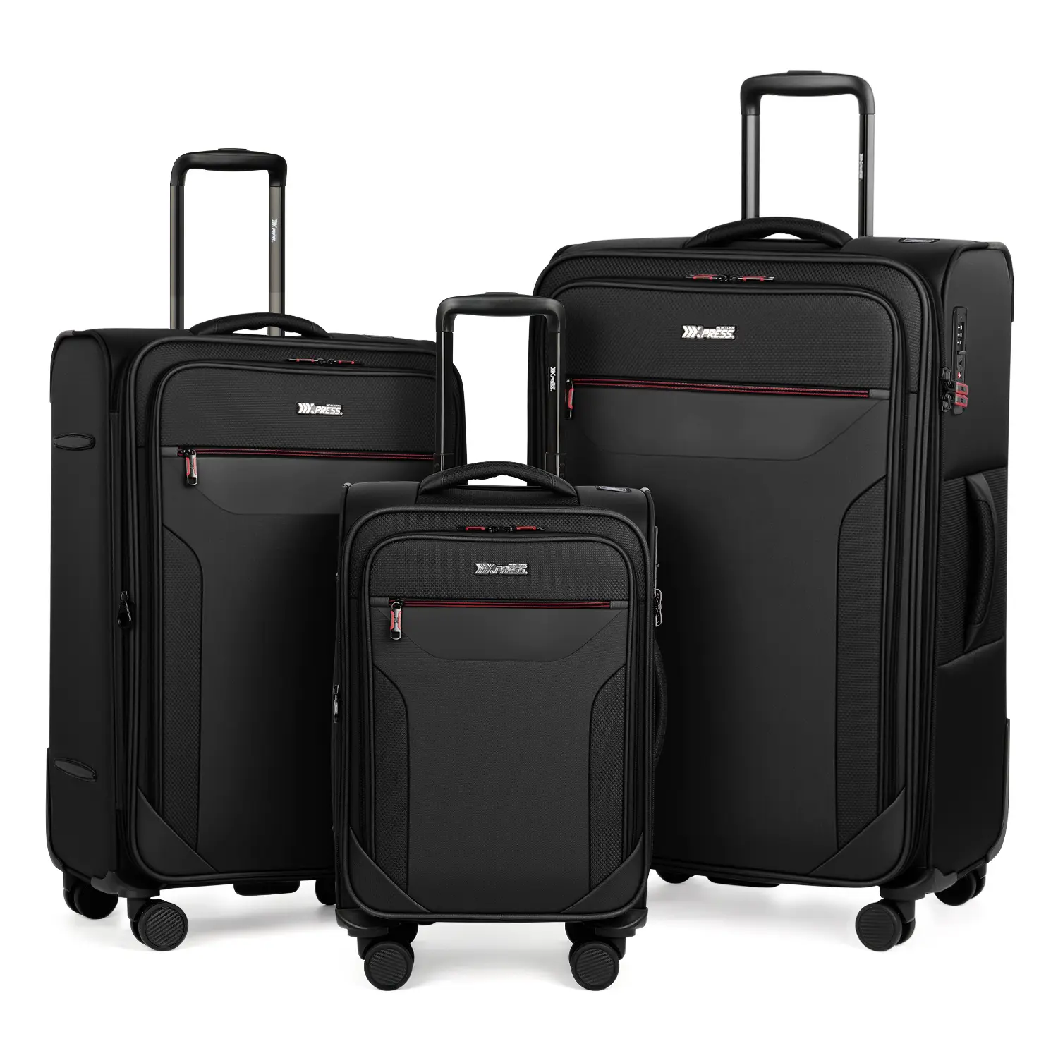 NEW YORK XPRESS 3-Piece Softside Expandable Spinner Luggage Set with TSA Lock 22" Carry-On 28" & 32" Checked Luggage Durable Polyester Fabric Easy Mobility 360° Wheels