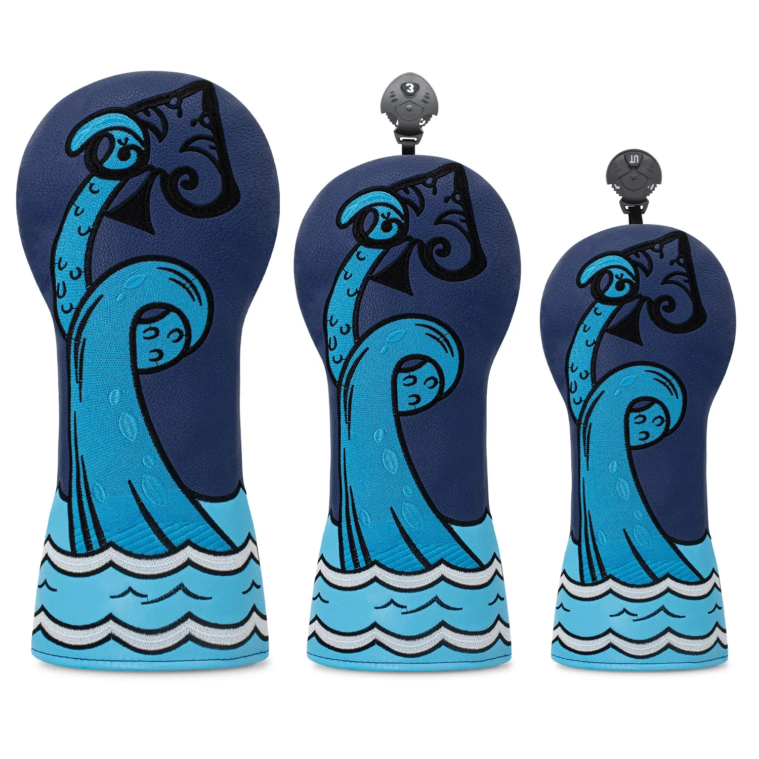 Dynamic Blue Ocean Wave & Ace of Spades Golf Putter Head Cover, Premium Durable Golf Accessories, Ideal for Young Golfer & Poker Fans
