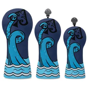 Dynamic Blue Ocean Wave & Ace of Spades Golf Putter Head Cover, Premium Durable Accessory, Ideal for Young Golfer & Poker Fans