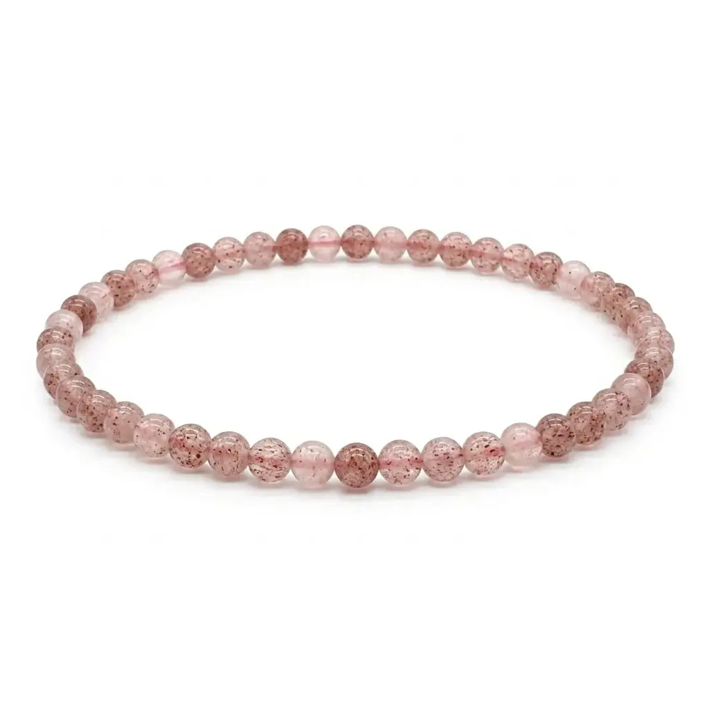 Strawberry Quartz Bracelet (4-8mm) — Pink Crystal Bead Bracelet for Love