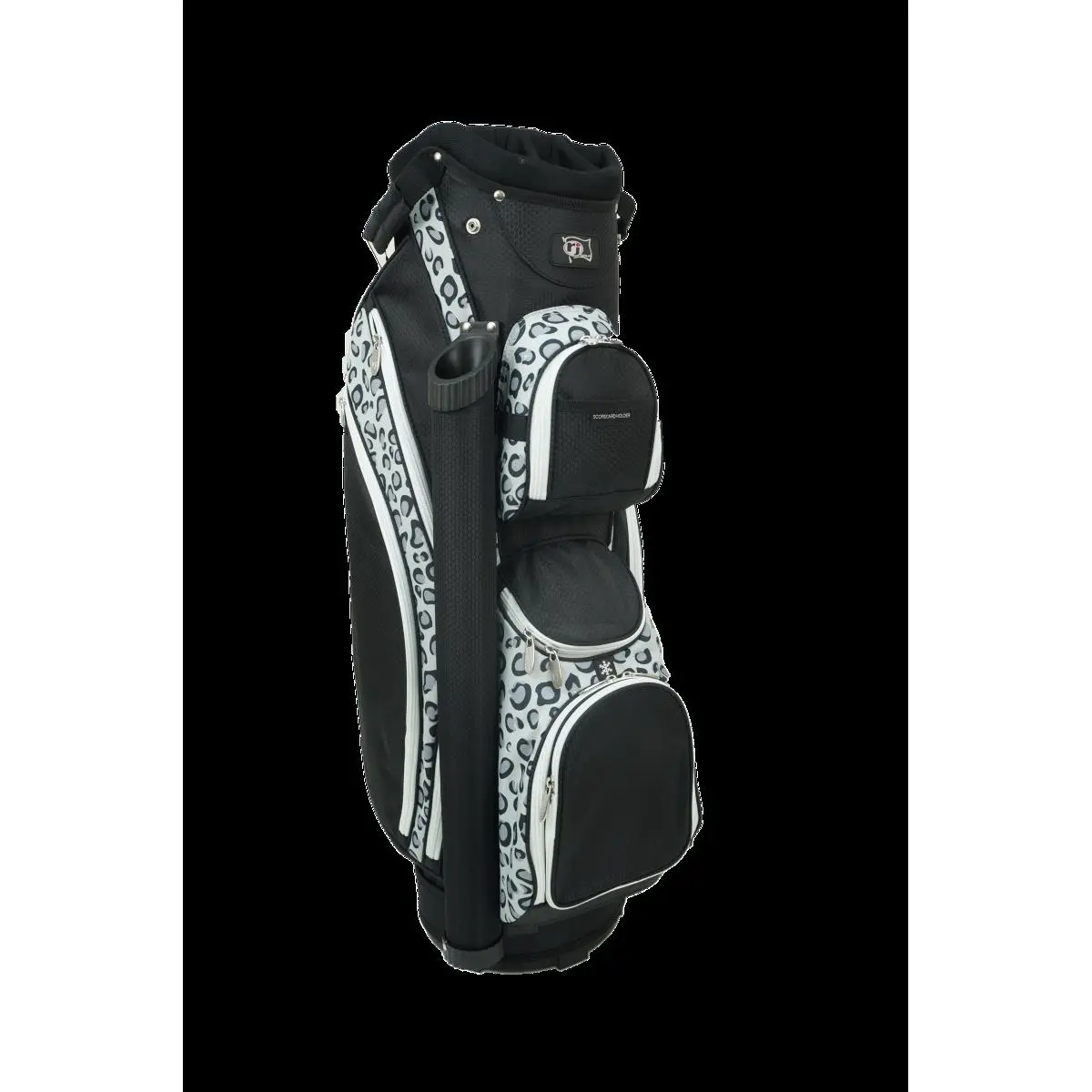 Paradise Deluxe Ladies Golf Bags - Leopard, 1 Front Organizer Pocket, Bag, 1 Large Cooler Pocket, Towel Ring, 1 Oversize External Putter Tube