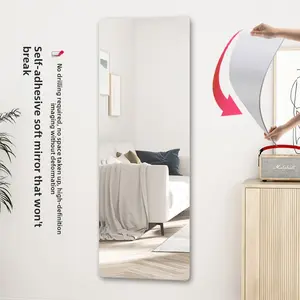Soft mirror wall self-adhesive acrylic household dormitory makeup mirror fitting mirror non-punching full body mirror explosion-proof safety Decor Installation
