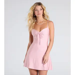 Sweetest Vibe V-Neck Tie A-Line Dress
