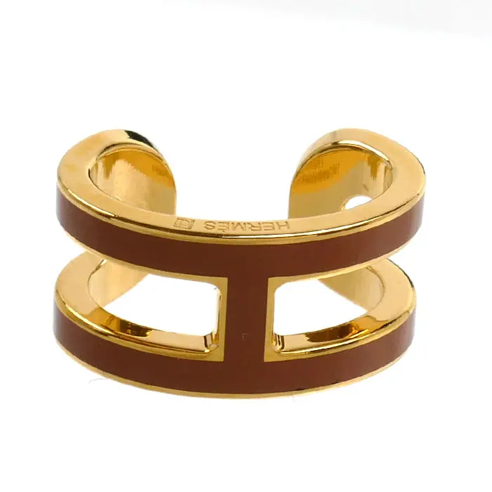 Pre-owned HERMÈS Gold-plated Small Leather Goods Hermes Pop H Clip Earrings