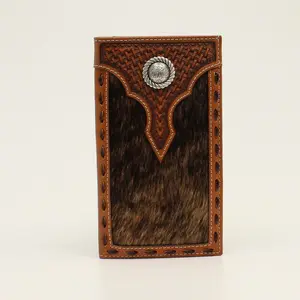 Nocona Basket Weave Rodeo Wallet – Leather with Calf Hair Underlay & Concho