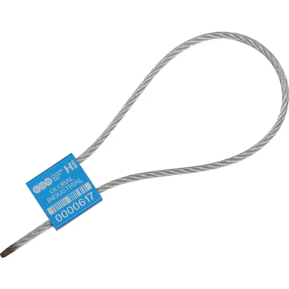 Global Industrial 670490BL Metal Cable Seal, Blue - 0.125 x 12 in. - 50 per Pack