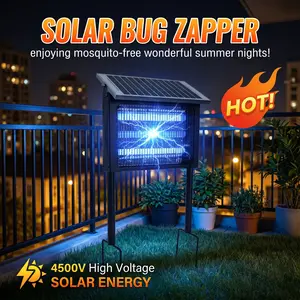 Solar Bug Zapper Outdoor Mosquito Trap with 3 Blue LED Tubes, USB Rechargeable, Hanging and Standing for Backyard Patio Porch Camping Pest Control