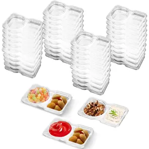 40 Sets  Snack Containers with , Double Compartment Snack Containers for Travel, Refridge, Portion Control, Lunchable Container Diping Case