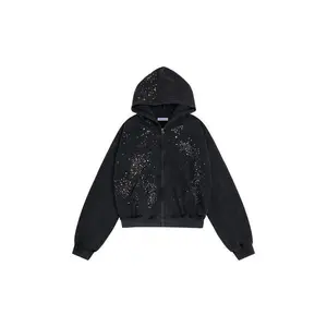 Zipper Hoodie Retro Washed Hoodie Street Hoodie Sportswear Jacket Neutral Zipper Hoodie Clothes(Sheets)