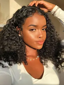 Jerry Curly BOB Wig Human Hair High Density 13*4 Lace Front Deep Wave Wigs for Black Women Wear and Go， Pre Plucked Deep Wave Wet and Wavy Wigs Human Hair Natural Black Glueless Frontal Wig