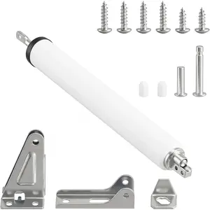 Pneumatic Screen and Storm Door Closer Kit, Heavy Screen Door Closers for Screen and Storm Doors Hardware Replacement with Bracket & Parts (White)