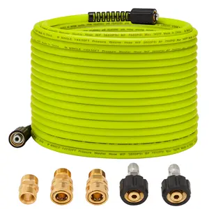 M MINGLE 50 FT x 1/4" High Pressure Power Wash Hose, Durable Replacement with M22 14mm Fittings, Quick Connect Kits, 3600PSI, Easy-Carry for Driveway, Pool, Household Cleaning fathersdaygift