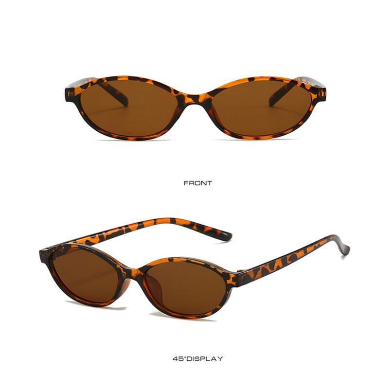 Y2K Retro Oval Cat Eye Sunglasses Women Narrow UV Trendy Eyewear