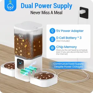 Automatic Cat Feeder 2 Cats with Slow Feed: Dual AutomaticDog Feeder with 5G WiFi, Cat Food Dispenser with APPControl for Multiple Pets, Detachable for Easy Clean, DoublePet Bowl - 29 Cup