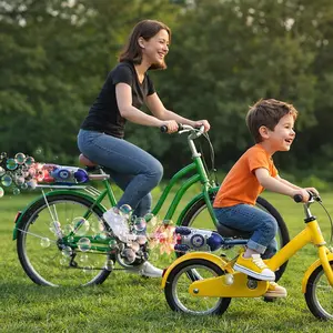 Kids Bike Bubble Machine, Rocket Bicycle Bubble Maker with Colorful Lights, USB Rechargeable Outdoor Riding Toy