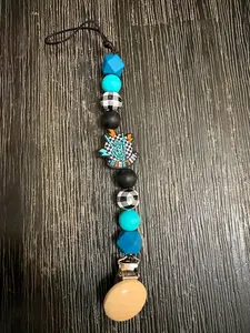 Handmade beaded pacifier clip- mammas boy