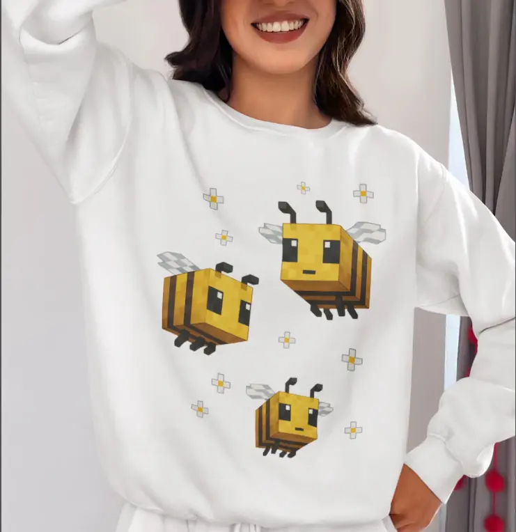 Pixel Bees Gamer Sweatshirt – Cozy Unisex Pixel Art Crewneck for Gamers | Cute Retro Bee Design Hoodie Gift
