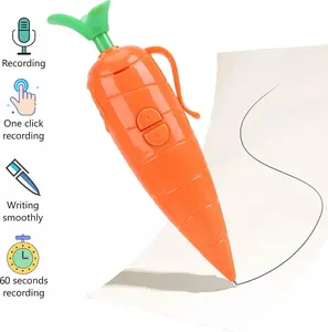 60-Second Voice Recorder with Playback & Audio Recorder Pen - Cute Carrot-Shaped Recorder Device, Smooth-Writing Ballpoint Pen - Fun & Creative Gift for Kids, Students, Teachers