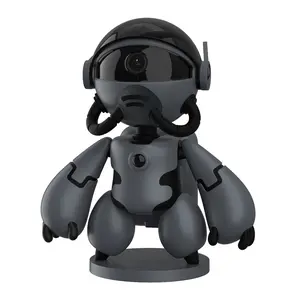 Black Home Security Camera Children's Smart Home Indoor Toy Humanoid Robot 1080p Baby Monitor Cute Robot Shape Detection Ir Night Vision 2 Way Voice App Control Pan Tilt camera security camara de seguridad de casa Automatic Memory bodycam camera security