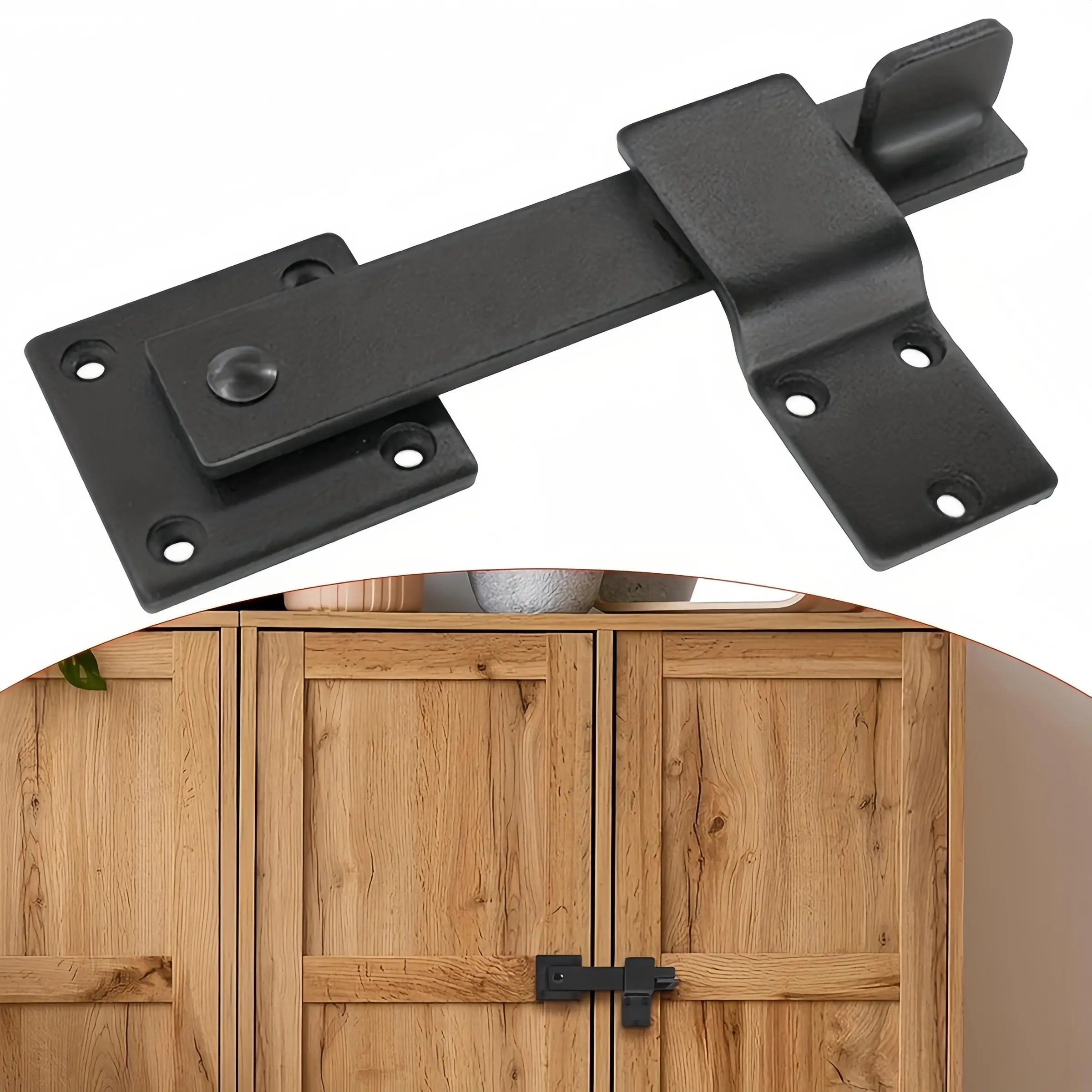 Door Latch Lock, Metal Rotating Sliding Door Security Device, Easy Installation, Durable and Rust-Resistant, Garden Cabinet Barn Gate Farm Fence, Secure Latch Closure