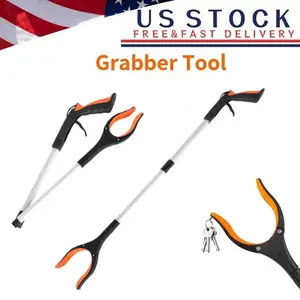Heavy Duty Foldable Reacher Grabber Tool - Aluminum Construction, Rotating Jaw, Magnetic Tip, Extra Long Design, Padded Handle for Trash Pickup, Garden Cleaning