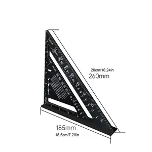 7 Inch Triangle Ruler, Aluminum Alloy Woodworking Tool, Angle Ruler, Hand Measuring Tool for Woodworking, Home, Office