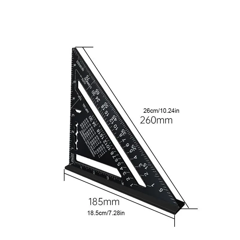 7 Inch Triangle Ruler, Aluminum Alloy Woodworking Tool, Angle Ruler, Hand Measuring Tool for Woodworking, Home, Office
