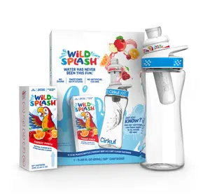 Wild Splash Parrot Punch 16oz Plastic Water Bottle Starter Kit with Blue Lid and 1 Flavor Cartridge - Includes Cartridge for Creative Fun