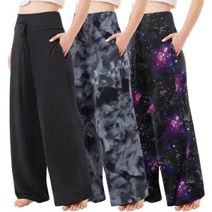 SHOWITTY 3 Pack Plus Size Women's Pajama Pants-Soft Comfy Casual Yoga Wide Leg Pants Casual Daily Wear Comfortable Fit