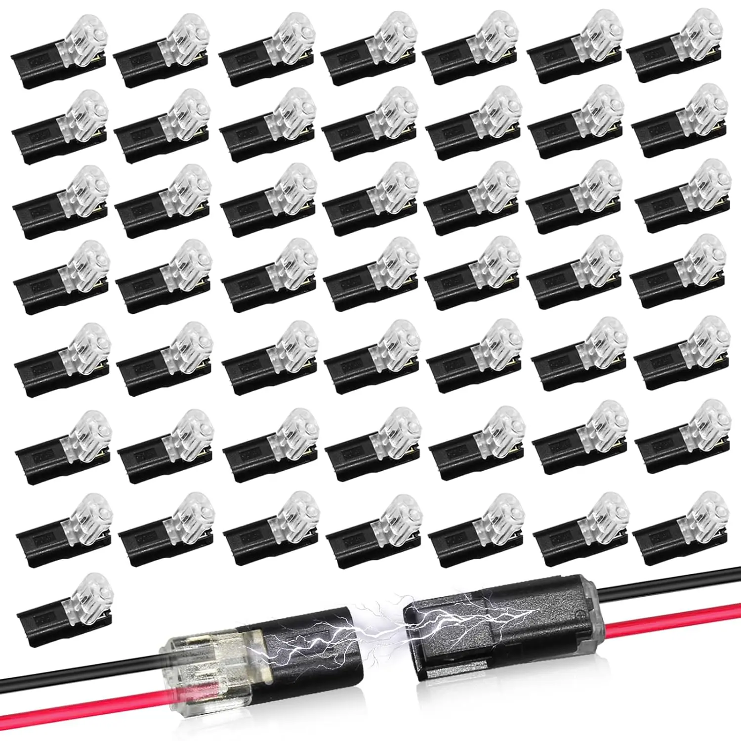 Double-Wire Plug-in Connector 50/100 PCS  Low Voltage Wire Connector with Locking Buckle Fast Connect Plugs Hardware Tools for Repair Renovation DIY Crafts Led Strip Lights