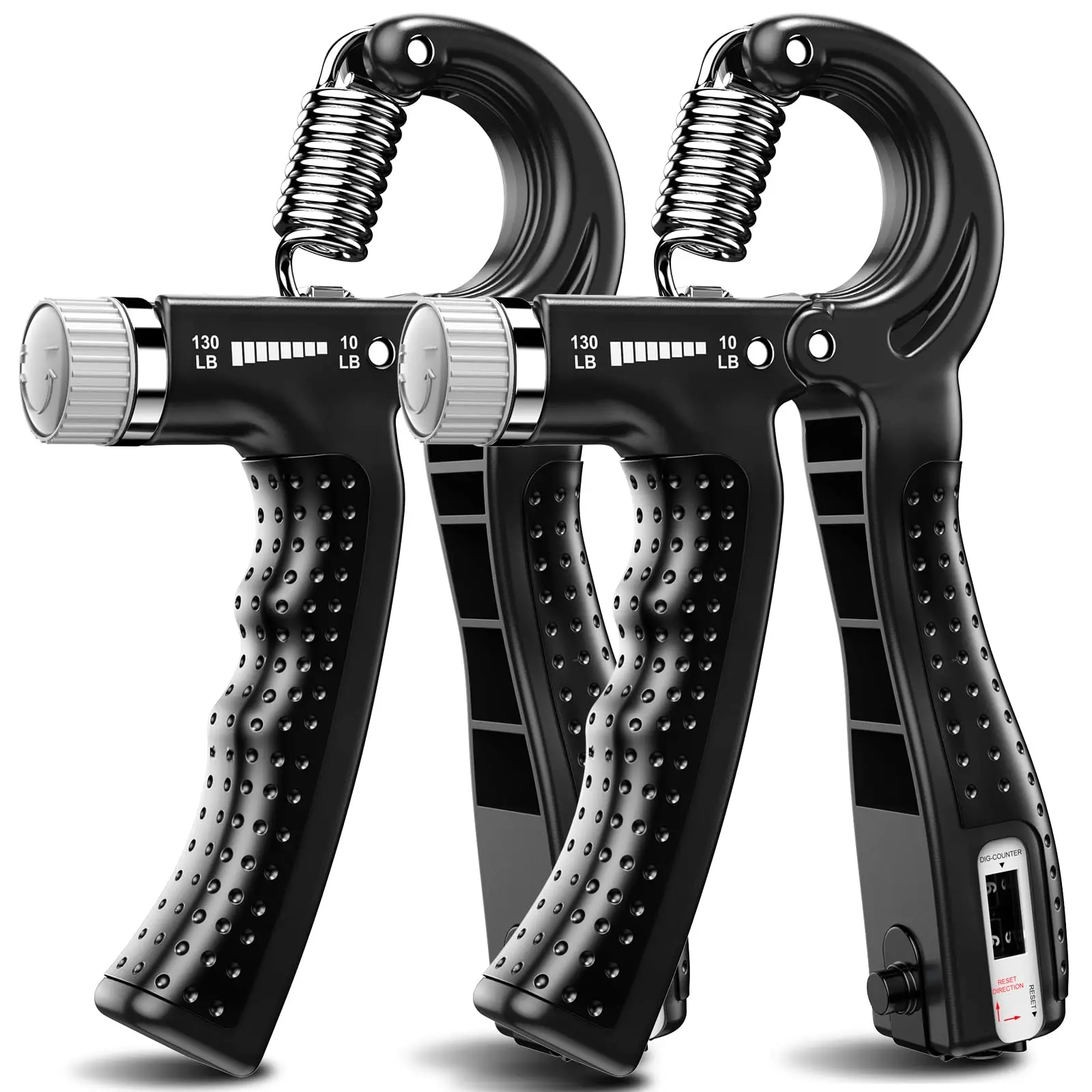 2 Pack Hand Grip Strengthener – Adjustable Resistance 10-130 lbs Grip Trainer for Forearm, Finger & Wrist Exercise, Home Workout Equipment for Men & Women