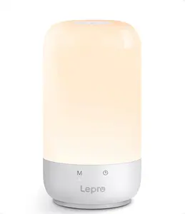 LEPRO Color Changing LED Table Lamp - RGB & Tunable White 2700K-5700K, 350lm Dimmable Touch Lamp with Auto-Off Timer, Colorful Lights, LED RGB Lights, Color Changing Nightlight for Bedroom Nursery, Silver