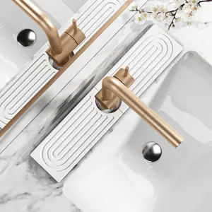 Quick-Dry Silicone Sink Splash Guard, Splash Proof, Multi-Piece Kitchen Stone Pad, Splash Pads, Prevents Humidity Build-Up and Water Stains, Bathroom Countertop Absorbent Tray