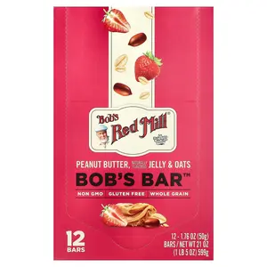 Bob's Red Mill Bob's Bar™, Peanut Butter, Jelly & Oats, 12 Bars, 1.76 oz (50 g) Each