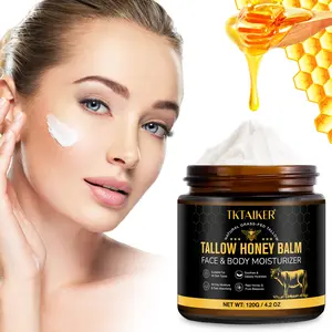 TKTAIKER Tallow Honey Balm 120g Hydrating Face & Body with Raw Honey Beeswax & Grass Fed Beef Tallow Gentle for All Skin Types Moisture Hydrate