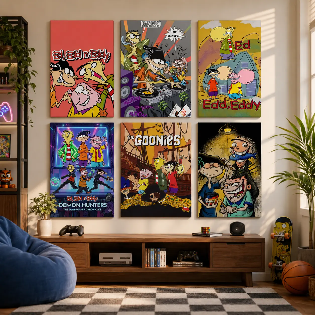 12 Styles Ed, Edd n Eddy Canvas Wall Art, Retro Cartoon Poster, 90s Nostalgia Room Decor, Funny Animated TV Print for Bedroom, Living Room, Dorm, Game Room, Office, Cartoon Lover Gift anime manga fan aesthetic inspo