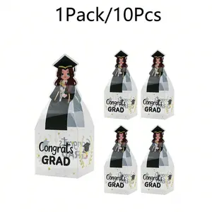 10PCS Girl Graduation Hat Gift Box, 2026 Candy Snack Box, Party Favor, Graduation Party Table Centerpiece Decoration