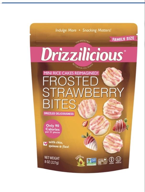 Drizzilicious Frosted Strawberry Mini Rice Cakes 8 oz Family Size Drizzled Deliciousness with Chia Quinoa & Flax