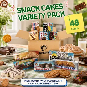 Snack Cake Variety Pack, Assorted Cakes, Brownies and Rolls, Individually Wrapped Treats, Multi Box Set, 48 Piece