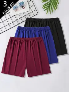 Men's Summer Sleepwear Shorts Set, Three-Piece Comfortable Cotton Blend Pajamas, Casual Loose-Fit Loungewear Nightwear for Men, Ideal for Relaxing at Home, Pjs, Homewear, Menswear