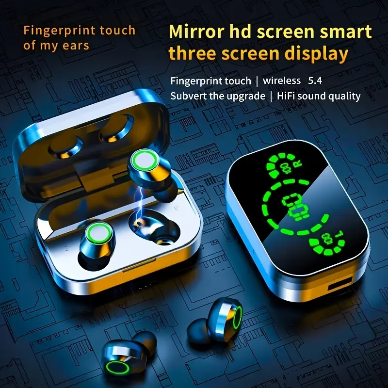 New True Wireless In-Ear Headphones - 5.4in Bluetooth Rechargeable Hands-Free In-Ear Buds, 1000mAh Large Battery, Low Power Consumption, Media Control, No Jack, Non-Water Resistant, for Gaming Sports (Regular & Translated Versions Available)