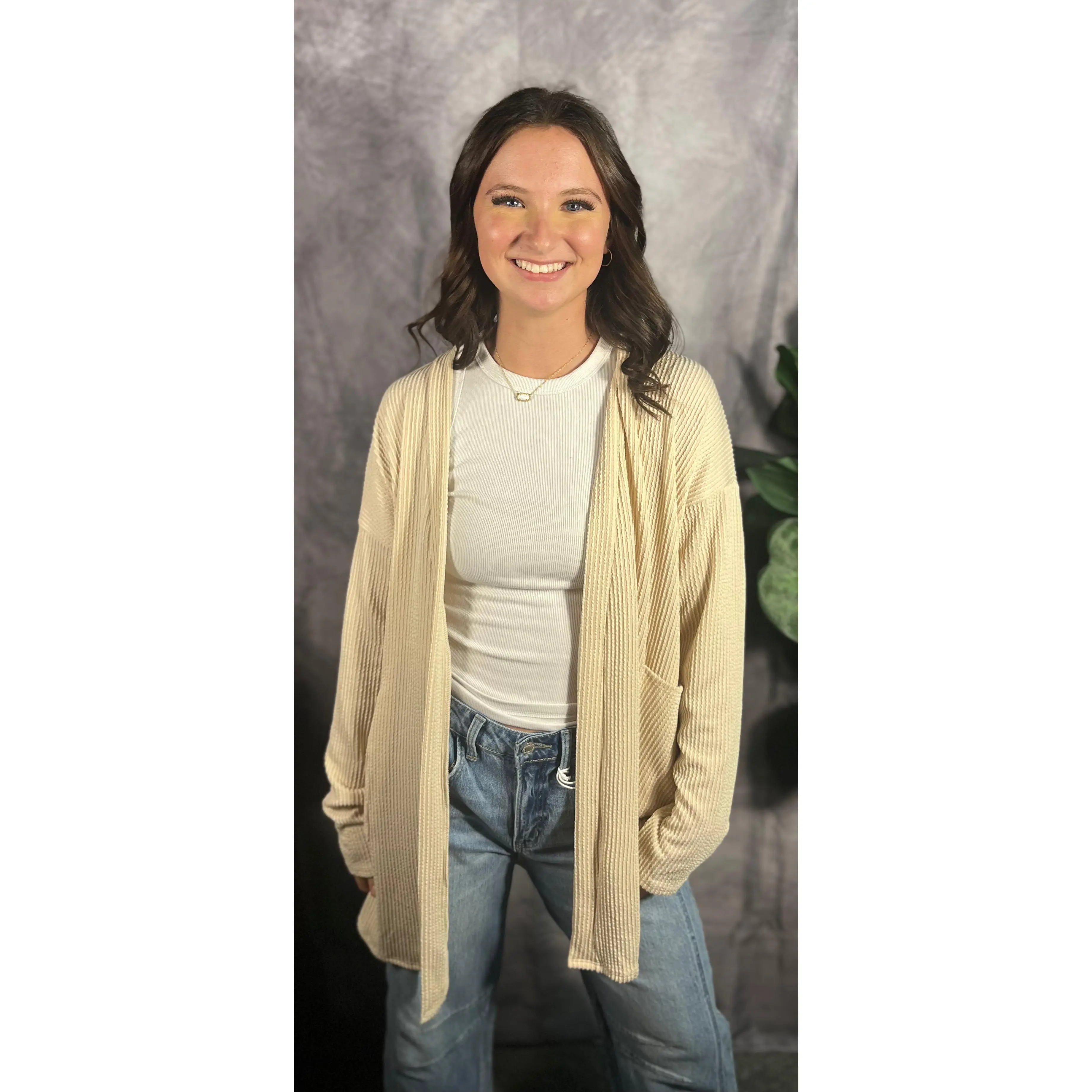 Oatmeal Ribbed Cardigan