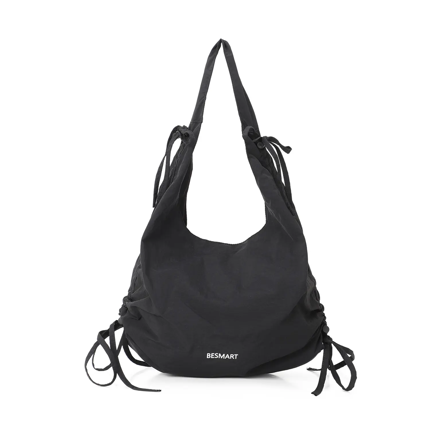 BE SMART Soft Nylon Shoulder Bag with Cinched Details,Large Capacity Drawstring Shoulder Tote Bag Fashionable Casual Bag