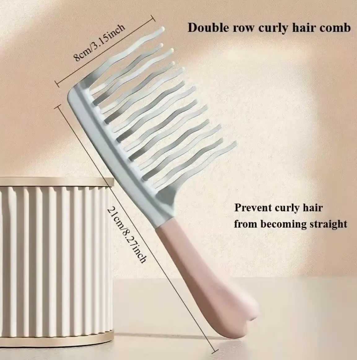 VSIGN Large Wavy Wide Tooth Hair Comb Pink Handle Anti Static Detangling Styling Hairdressing Accessory For Curly Long Hair  For Women