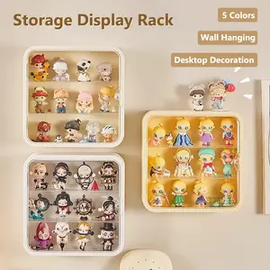 3 Layers Storage Rack Clear Shelving Dustproof Display Case For Doll Blind Box keychains Bag Charms Organizers Figure Showcase Wall Mount Vertical Magnetic Transparent Door Home Organizer Large Capacity Desktop Tour Gift For Friends