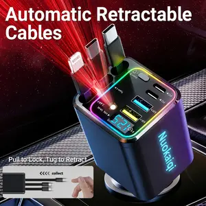 [Father’s Day Gift] Ultimate Power Station for Phone, Pad & Laptop,Car Charger: Starry LED,1-Click Galaxy Projector,Tangle-Free Retractable Cables & Super Fast Charge,PD20W,USB-A 65W,All 120W Max,Power Hub,