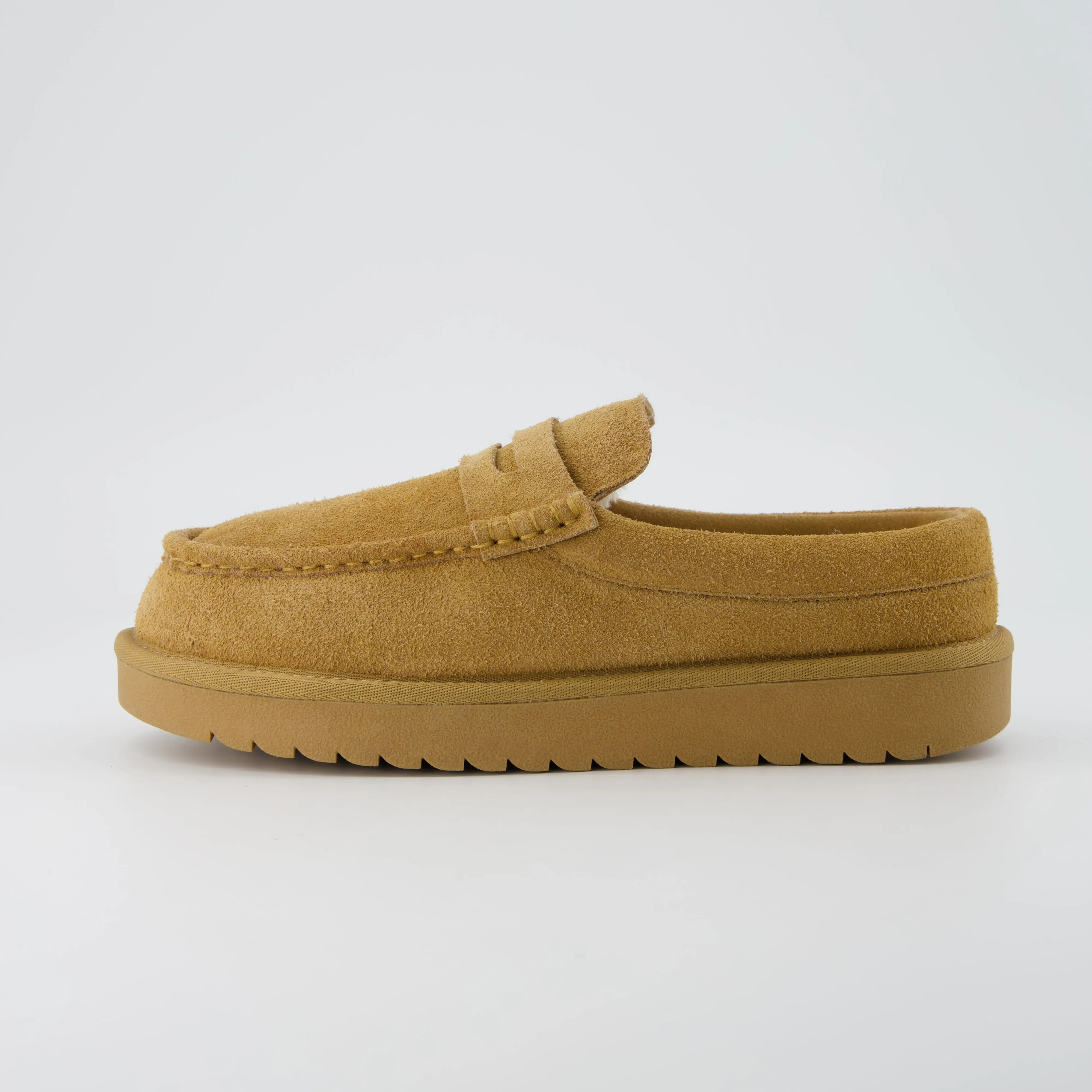 Cushionaire Women's Ollie Cozy Suede Loafer Slippers - Comfortable Slip-On Genuine Leather Clog Loafers for Women with Soft Faux Fur Lining, Memory Foam Cushioning and Durable Rubber Sole