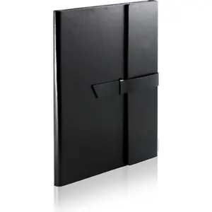 Leather Padfolio Portfolio Folder – Slim Portfolio Organizer Holder for Letter Legal A4 Note Pads Notebooks, Refillable Business Leather Portfolio Binder for Men Women, Black