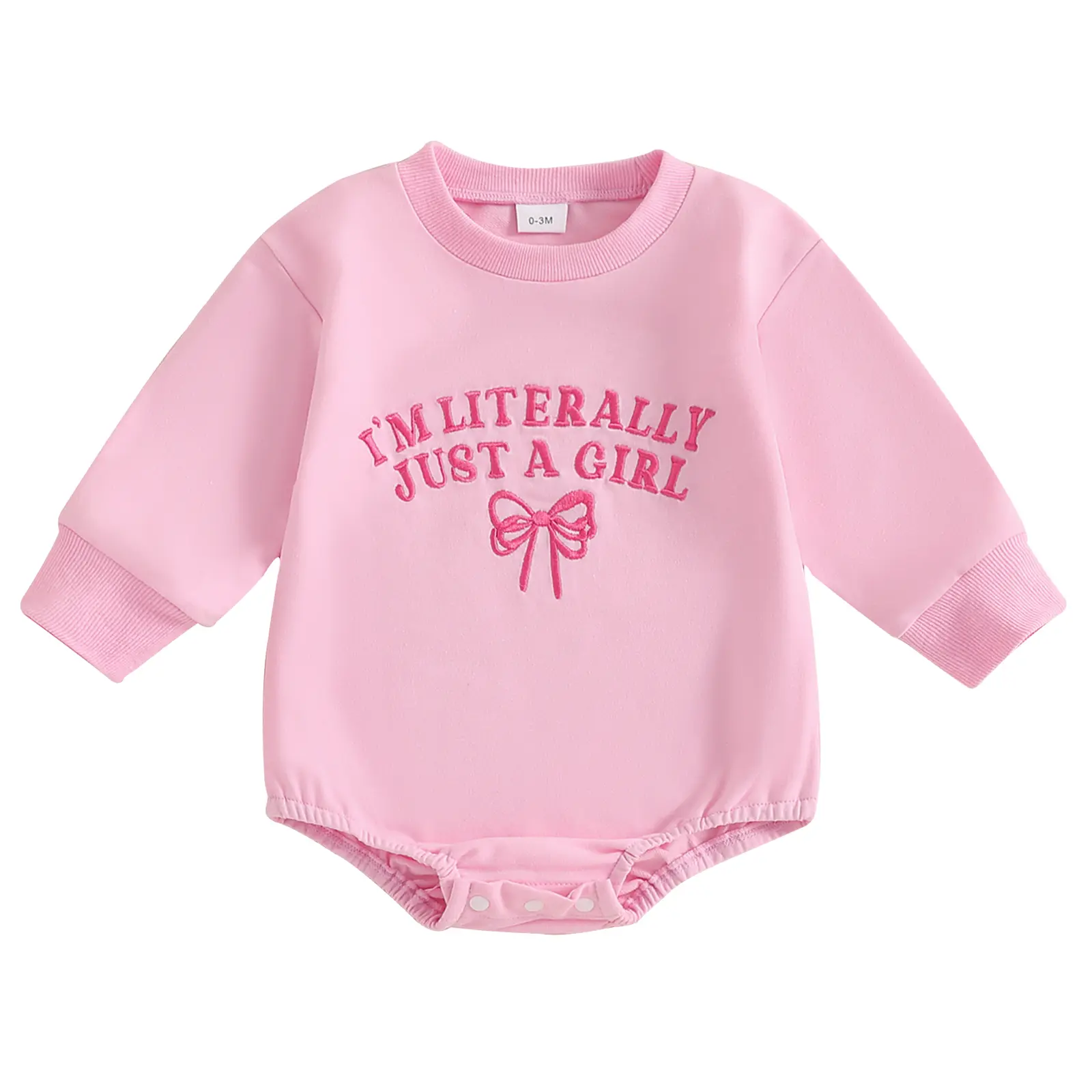 Newborn Baby Bodysuit - "I'm Literally Just a Girl" Embroidery, Long/Short Sleeves Romper Sweatshirt, Mamas Sidekick Bow Design, Spring Summer Newborn Outfits Infant Outfit Baby Clothes, Cotton Blend