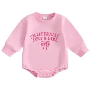 Newborn Baby T Shirt I'm Literally Just a Girl Long Short Sleeve Romper Sweatshirt Bubble Bodysuit Mamas Sidekick Bow Spring Summer Outfit Springtok